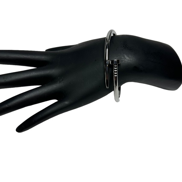 NEW Fashion Silver Color Nail Titanium Steel Plated Bangle Bracelet - Picture 4 of 9